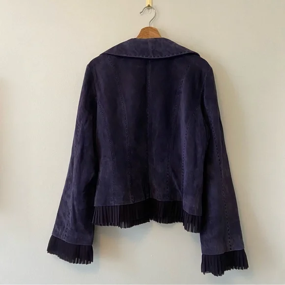 Danier Purple Fringe Suede Jacket - Picture 7 of 9